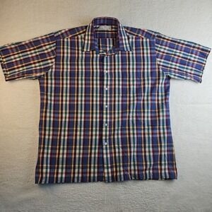 Vintage St. Michael Shirt Mens Large Multicolor Plaid Marks & Spencer S/S Button